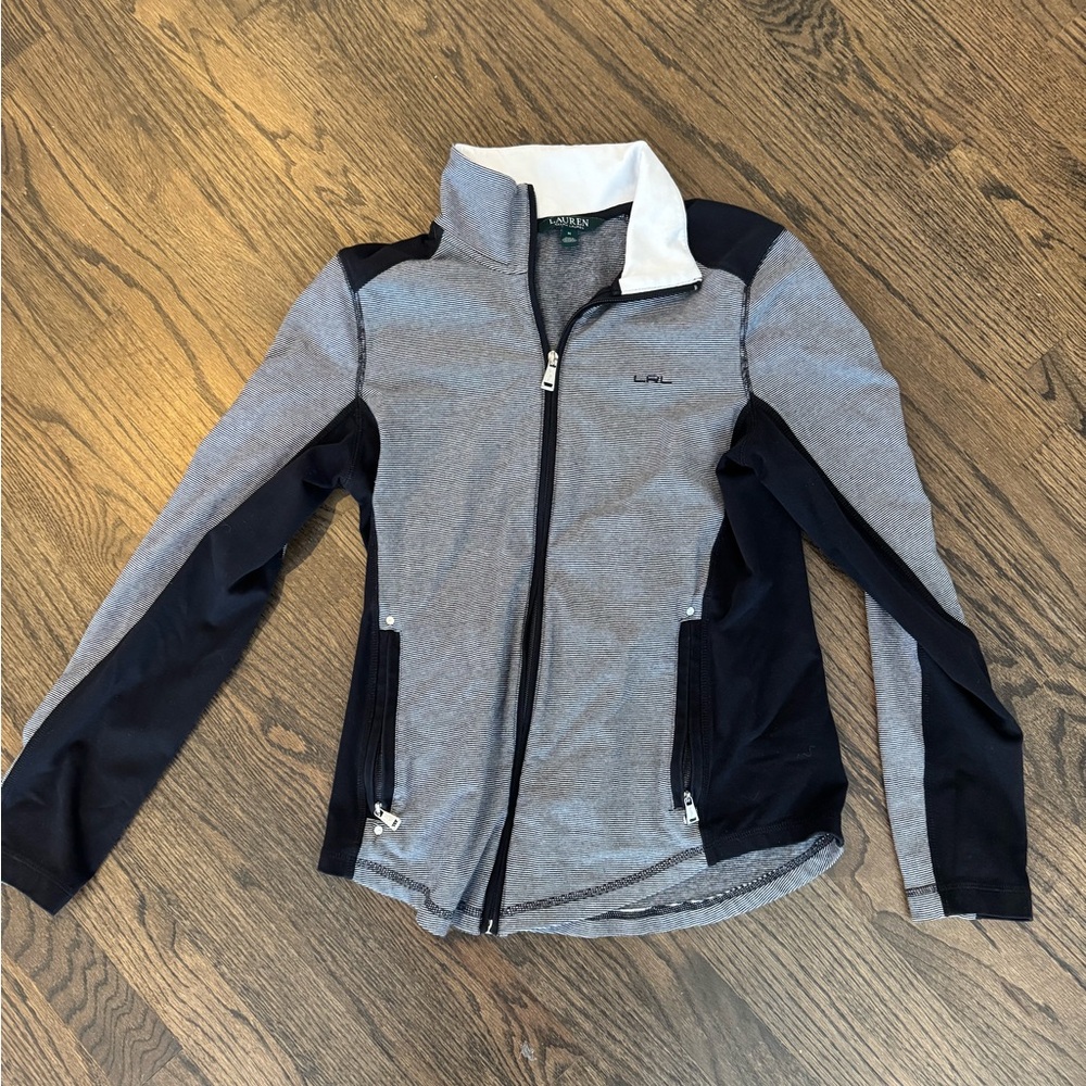 Lauren Ralph Lauren Striped Athletic Sip-Up Jacket